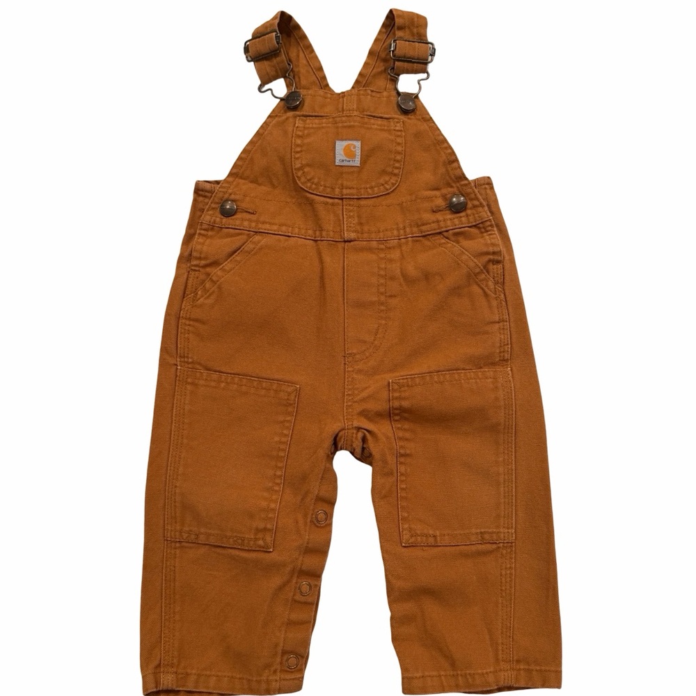 Carhartt Baby Brown Canvas Overalls 9M Adjustable Straps